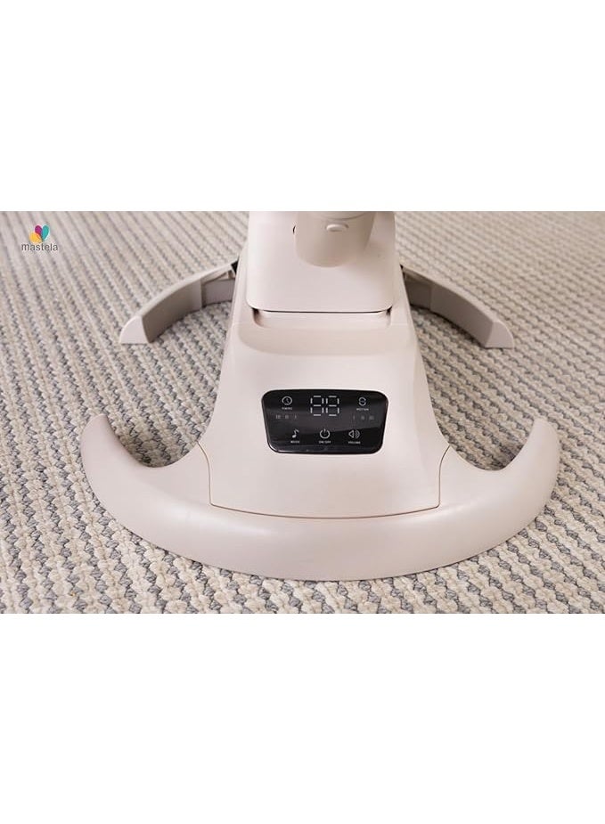 ماستيلا كرسي هزاز ذكي للأطفال حديثي الولادة – أرجوحة كهربائية - سرير اطفال كهربائي متعدد الاستخدام - مقعد مريح وآمن مع حزام أمان وألعاب معلّقة – تصميم عصري لتهدئة ونوم الرضّع - Image 4